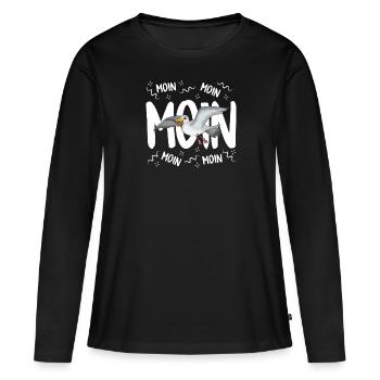 Moin Moin Moin Norddeutschland Shirt Vogelfreund - T-shirt manches longues Premium bio Femme - noir - Devant - Julia (174cm)