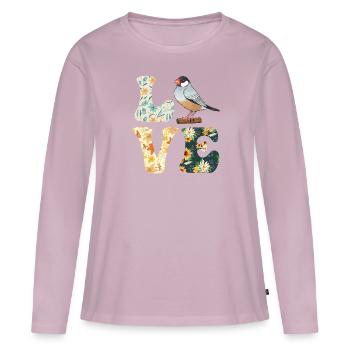 Zebra Finken LOVE Vogelliebhaber Finken - Frauen Premium Bio Langarmshirt - Altrosa - Vorne - Julia (174cm)