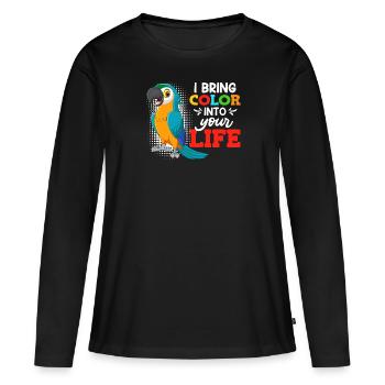 Aras I bring Color into your Life Macaw Parrot - Women's Premium Organic Long Sleeve Shirt - black - Front - Julia (174cm)