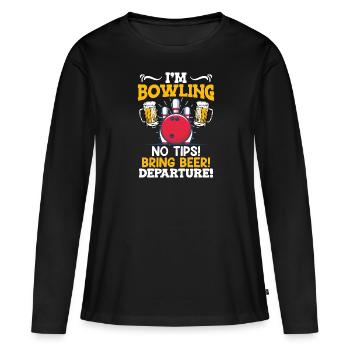 Bowling Je vais apporter de la bière de bowling! Chapeau melon - T-shirt manches longues Premium bio Femme - noir - Devant - Julia (174cm)