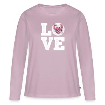 LOVE Zebra Finken Vogelliebhaber Vogelfreund - Frauen Premium Bio Langarmshirt - Altrosa - Vorne - Julia (174cm)