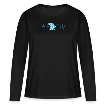État libre de Bavière Palpitations cardiaques Drapeau bavarois - T-shirt manches longues Premium bio Femme - noir - Devant - Julia (174cm)