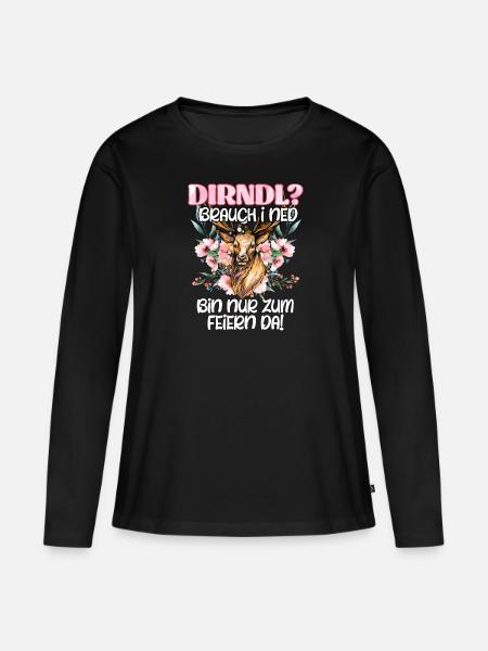 Mein Dirndl brauch i ned bin zum Feiern da! - Frauen Premium Bio Langarmshirt - Schwarz