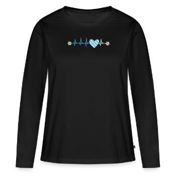 État libre de Bavière Palpitations cardiaques Drapeau bavarois - T-shirt manches longues Premium bio Femme - noir - Devant - Julia (174cm)