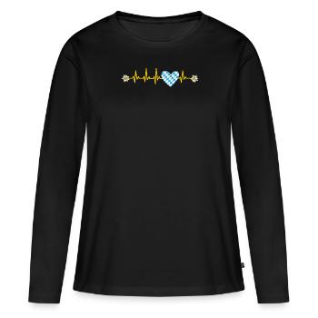État libre de Bavière Palpitations cardiaques Drapeau bavarois - T-shirt manches longues Premium bio Femme - noir - Devant - Julia (174cm)