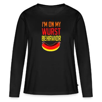 German Sausages I'm on my Wurst Behavior - Women's Premium Organic Long Sleeve Shirt - black - Front - Julia (174cm)