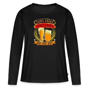 Zacke Zacke Hoi Hoi Hoi - Frauen Premium Bio Langarmshirt - Schwarz - Vorne - Julia (174cm)