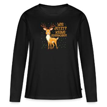 Bayern Tracht Wie Jetzt? Keine Lederhosen? - Frauen Premium Bio Langarmshirt - Schwarz - Vorne - Julia (174cm)