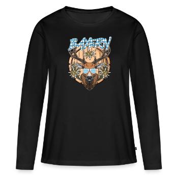 Drapeau bavarois blanc bleu traditionnel - T-shirt manches longues Premium bio Femme - noir - Devant - Julia (174cm)