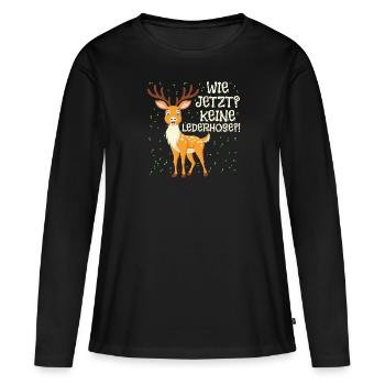 Bayern Tracht Wie Jetzt? Keine Lederhosen? - Frauen Premium Bio Langarmshirt - Schwarz - Vorne - Julia (174cm)