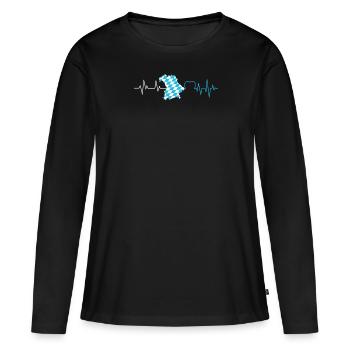 État libre de Bavière Palpitations cardiaques Drapeau bavarois - T-shirt manches longues Premium bio Femme - noir - Devant - Julia (174cm)