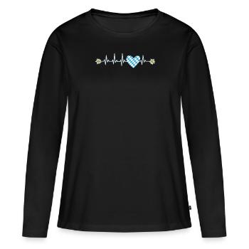 État libre de Bavière Palpitations cardiaques Drapeau bavarois - T-shirt manches longues Premium bio Femme - noir - Devant - Julia (174cm)