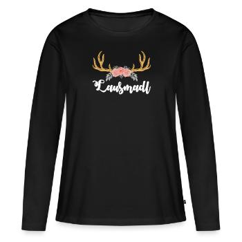 Lausmadl Dirndl Trachten Shirt Frauen Tracht - Frauen Premium Bio Langarmshirt - Schwarz - Vorne - Julia (174cm)