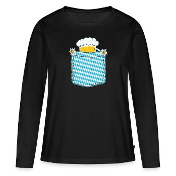 Tasse à bière drapeau bavarois État libre de Bavière - T-shirt manches longues Premium bio Femme - noir - Devant - Julia (174cm)