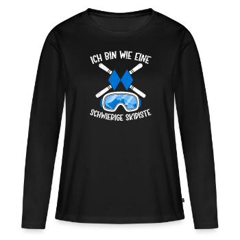 Skiurlaub Ich bin wie eine Schwierige Skipiste - Frauen Premium Bio Langarmshirt - Schwarz - Vorne - Julia (174cm)