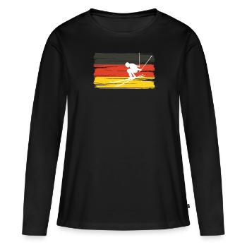 Allemagne Chemise de skieur Ski Piste de ski - T-shirt manches longues Premium bio Femme - noir - Devant - Julia (174cm)