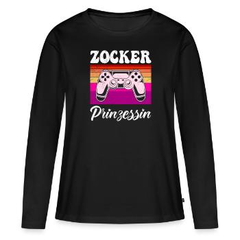 Gamer Princess Joueur vidéo Jeux vidéo - T-shirt manches longues Premium bio Femme - noir - Devant - Julia (174cm)