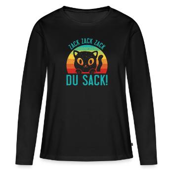 Gaming Katze Zack Zack Du Sack! Videospieler - Frauen Premium Bio Langarmshirt - Schwarz - Vorne - Julia (174cm)