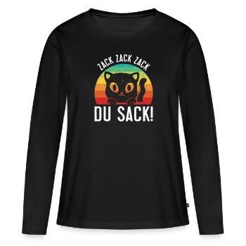 Gaming Katze Zack Zack Du Sack! Videospieler - Frauen Premium Bio Langarmshirt - Schwarz - Vorne - Julia (174cm)