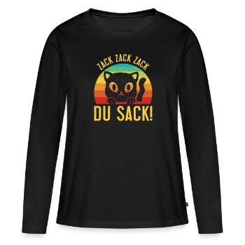 Gaming Katze Zack Zack Du Sack! Videospieler - Frauen Premium Bio Langarmshirt - Schwarz - Vorne - Julia (174cm)