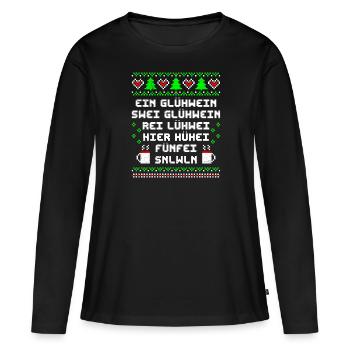 Glühwein Bude Ein Glühwein Swei Glühwein rei... - Frauen Premium Bio Langarmshirt - Schwarz - Vorne - Julia (174cm)