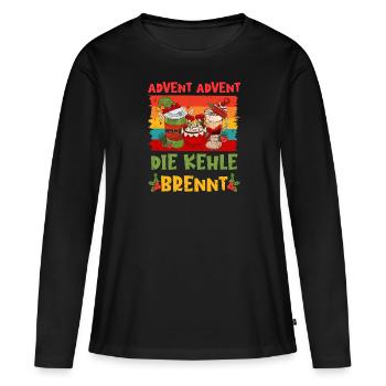 Glühwein Fan Advent Advent die Kehle Brennt - Frauen Premium Bio Langarmshirt - Schwarz - Vorne - Julia (174cm)