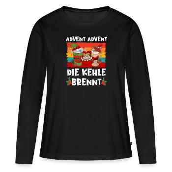 Glühwein Fan Advent Advent die Kehle Brennt - Frauen Premium Bio Langarmshirt - Schwarz - Vorne - Julia (174cm)