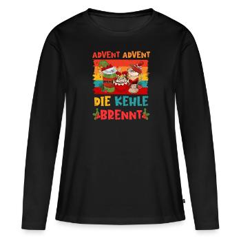 Glühwein Fan Advent Advent die Kehle Brennt - Frauen Premium Bio Langarmshirt - Schwarz - Vorne - Julia (174cm)