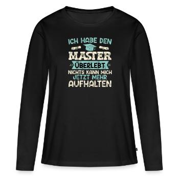 Master Party Habe den Master Überlebt Masterarbeit - Frauen Premium Bio Langarmshirt - Schwarz - Vorne - Julia (174cm)