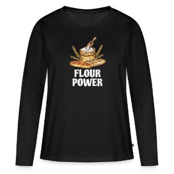 Pain, Boulangerie, Farine, Puissance, Pâtisserie, Amateurs - T-shirt manches longues Premium bio Femme - noir - Devant - Julia (174cm)