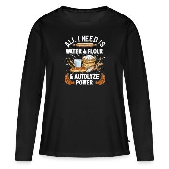 Tout ce dont j’ai besoin, c’est d’eau et de farine - T-shirt manches longues Premium bio Femme - noir - Devant - Julia (174cm)