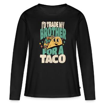 Taco - T-shirt manches longues Premium bio Femme - noir - Devant - Julia (174cm)