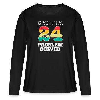 Matura 2024 PROBLÈME RÉSOLU Certificat de fin d’études - T-shirt manches longues Premium bio Femme - noir - Devant - Julia (174cm)