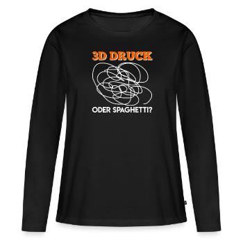 Impression 3D ou spaghetti ? Erreurs d’impression 3D - T-shirt manches longues Premium bio Femme - noir - Devant - Julia (174cm)
