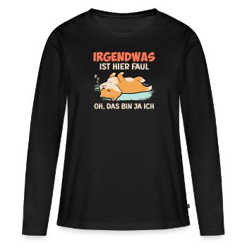 Des employés paresseux : il y a quelque chose de pourri ici - T-shirt manches longues Premium bio Femme - noir - Devant - Julia (174cm)