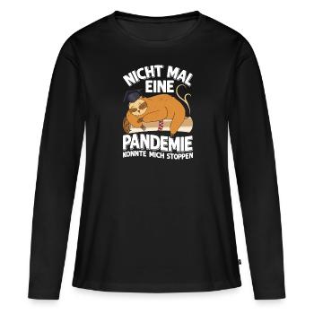 Master : Même la pandémie ne m’arrête pas - T-shirt manches longues Premium bio Femme - noir - Devant - Julia (174cm)