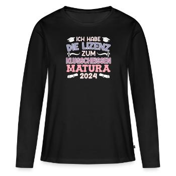 Licence Maturantin à Clever-Ass Matura - T-shirt manches longues Premium bio Femme - noir - Devant - Julia (174cm)