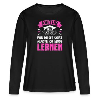 Pour cette chemise, j’ai dû apprendre - T-shirt manches longues Premium bio Femme - noir - Devant - Julia (174cm)