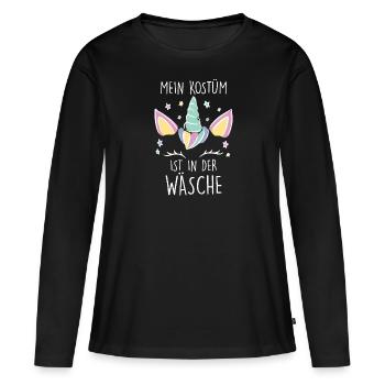 Faschingsparty Mein Kostüm ist in der Wäsche - Frauen Premium Bio Langarmshirt - Schwarz - Vorne - Julia (174cm)