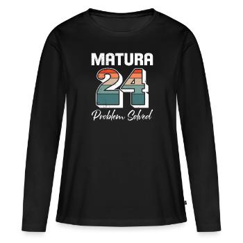 Matura 2024 PROBLÈME RÉSOLU Certificat de fin d’études - T-shirt manches longues Premium bio Femme - noir - Devant - Julia (174cm)