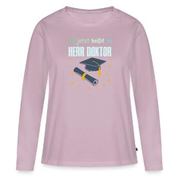 Désormais, il s’appelle M. Docteur - T-shirt manches longues Premium bio Femme - rose poudré - Devant - Julia (174cm)