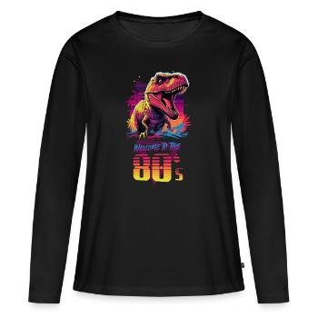 Weclometo the 80s - Frauen Premium Bio Langarmshirt - Schwarz - Vorne - Julia (174cm)