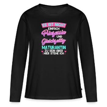 Diplômé de l’école secondaire pas facile PRINCESSE et MATURANTIN - T-shirt manches longues Premium bio Femme - noir - Devant - Julia (174cm)