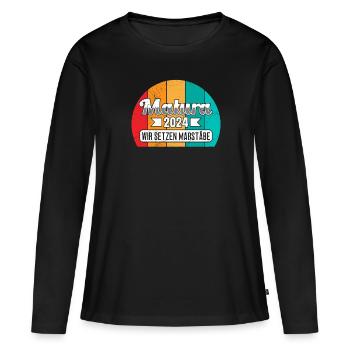 Maturité 2024 Certificat de fin d’études secondaires 2024 - T-shirt manches longues Premium bio Femme - noir - Devant - Julia (174cm)