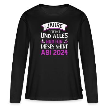 Années de fin d’études secondaires apprises juste pour cette chemise - T-shirt manches longues Premium bio Femme - noir - Devant - Julia (174cm)