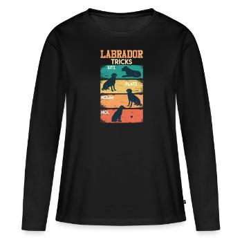 Labrador Tricks Sture Labrador Hunde Labrador - Frauen Premium Bio Langarmshirt - Schwarz - Vorne - Julia (174cm)