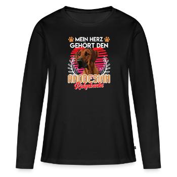 Ridgeback MEIN HERZ GEHÖRT DEN RHODESIAN RIDGEBACK - Frauen Premium Bio Langarmshirt - Schwarz - Vorne - Julia (174cm)