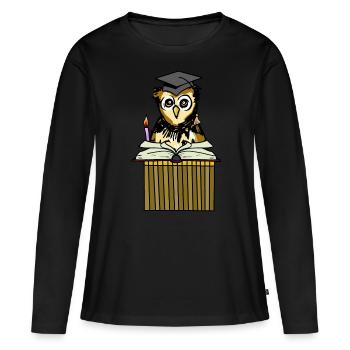 Hibou hibou grand-duc enseignant sage sage érudit enseignant emploi - T-shirt manches longues Premium bio Femme - noir - Devant - Julia (174cm)