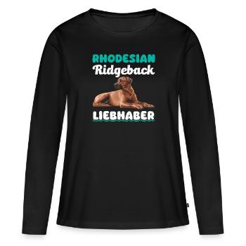 Ridgeback Besitzer RHODESIAN RIDGEBACK LIEBHABER - Frauen Premium Bio Langarmshirt - Schwarz - Vorne - Julia (174cm)