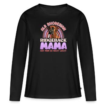 Ridgeback ALS RHODESIAN RIDGEBACK MAMA Lustiges - Frauen Premium Bio Langarmshirt - Schwarz - Vorne - Julia (174cm)